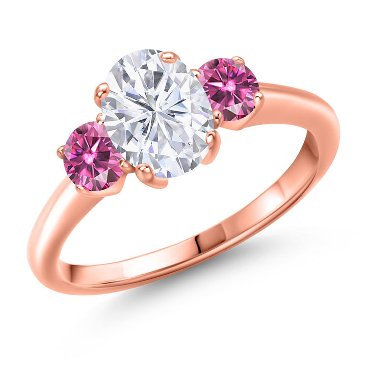 Pink Moissanite - April_5_Ring in 925 Rose Gold Plated Silver