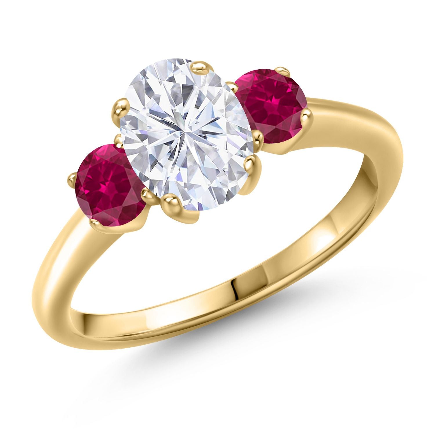 Created Ruby - July_7_Ring in 925 Yellow Gold Plated Silver