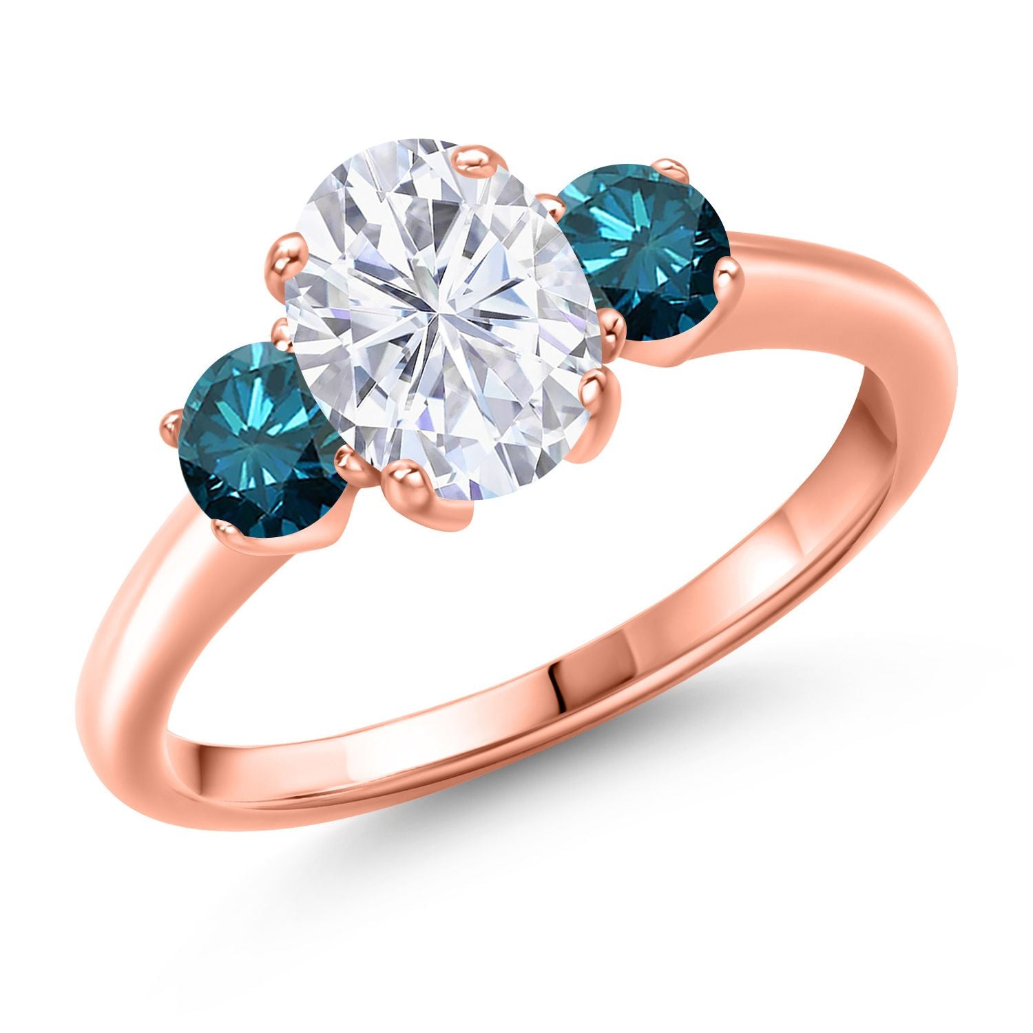 Blue Diamond - April_7_Ring in 925 Rose Gold Plated Silver