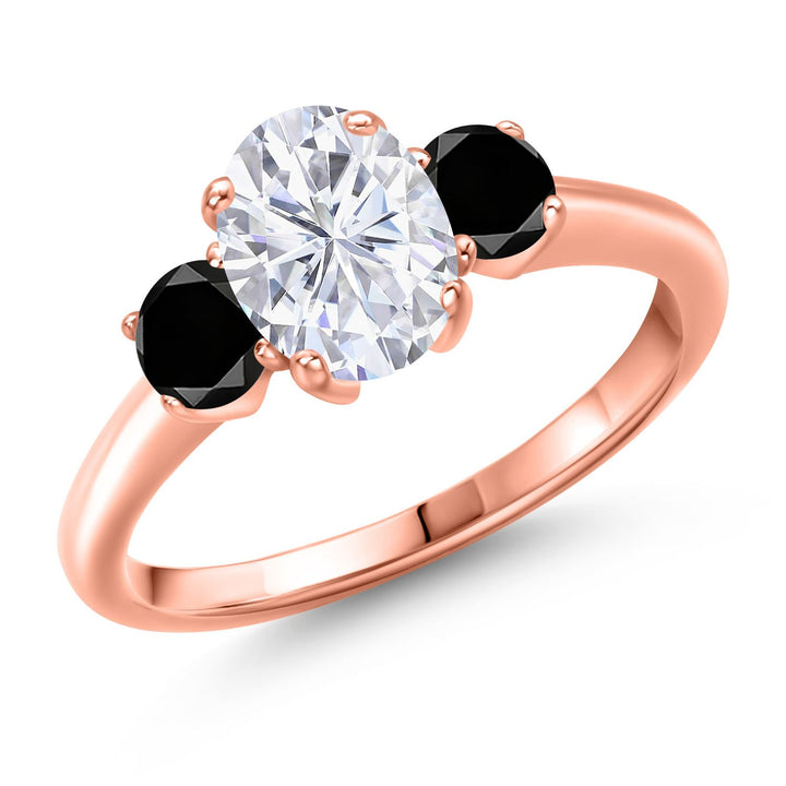 Black Diamond - April_5_Ring in 925 Rose Gold Plated Silver