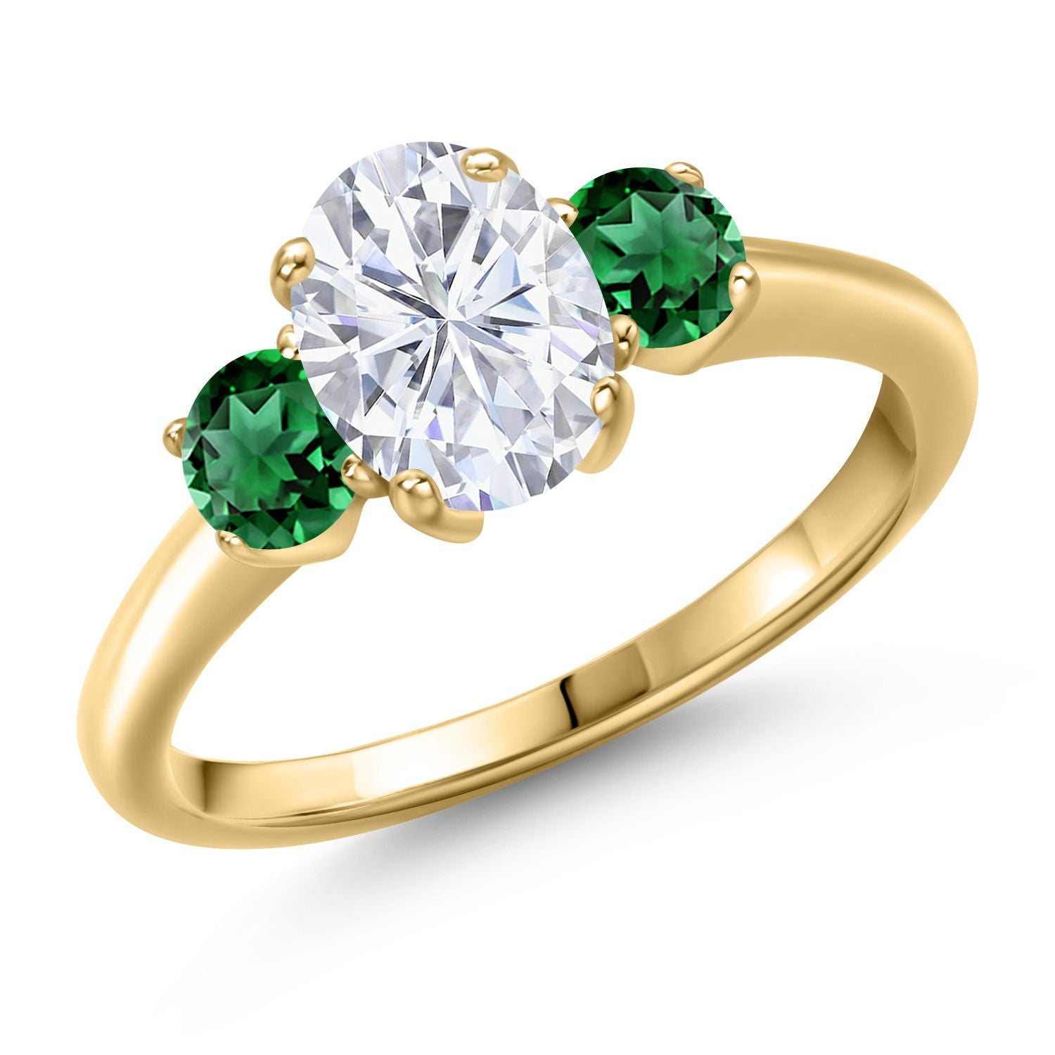 Nano Emerald - May_6_Ring in 925 Yellow Gold Plated Silver