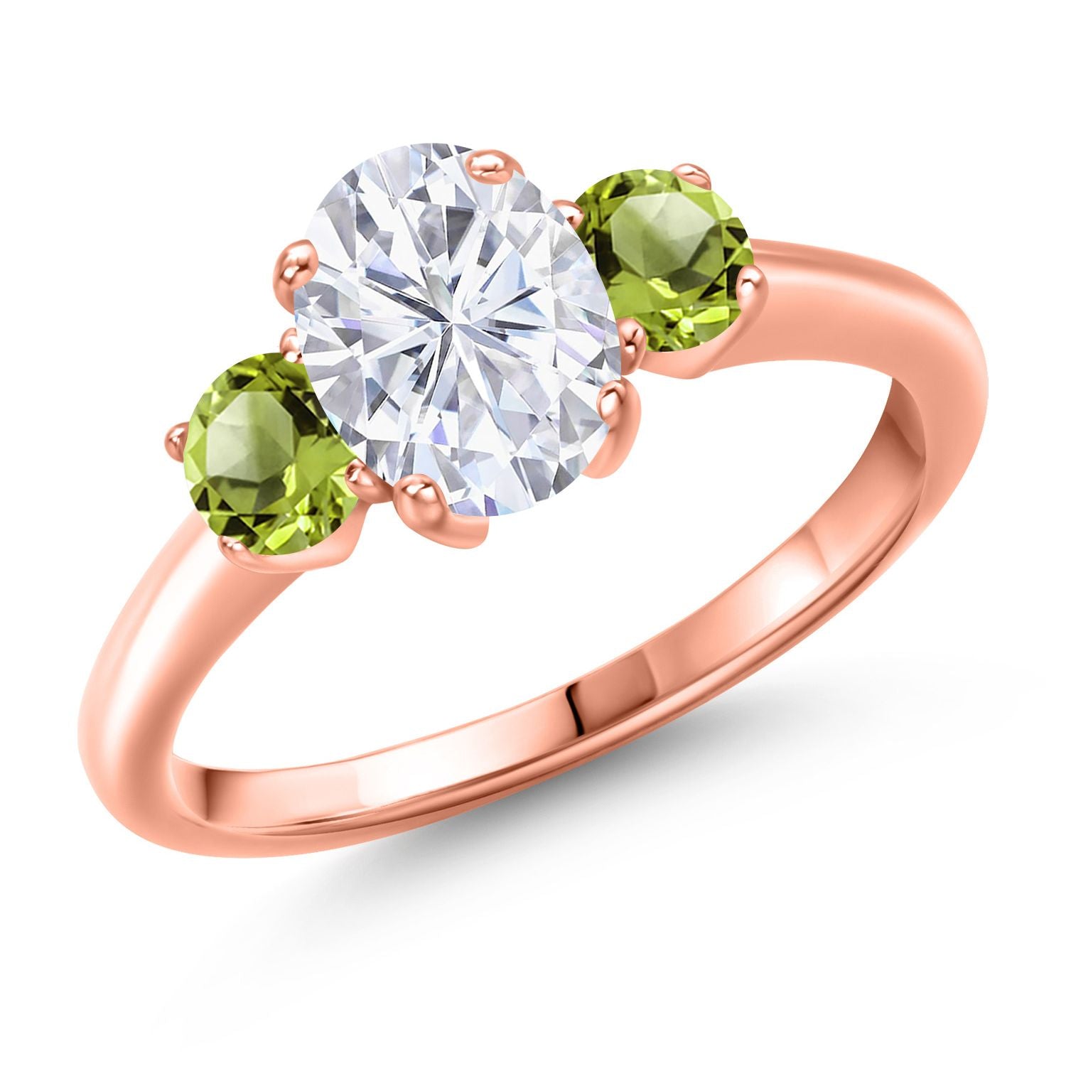 Peridot - August_7_Ring in 925 Rose Gold Plated Silver