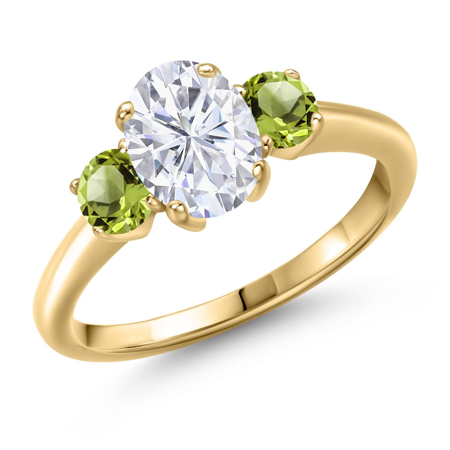 Peridot - August_9_Ring in 925 Yellow Gold Plated Silver