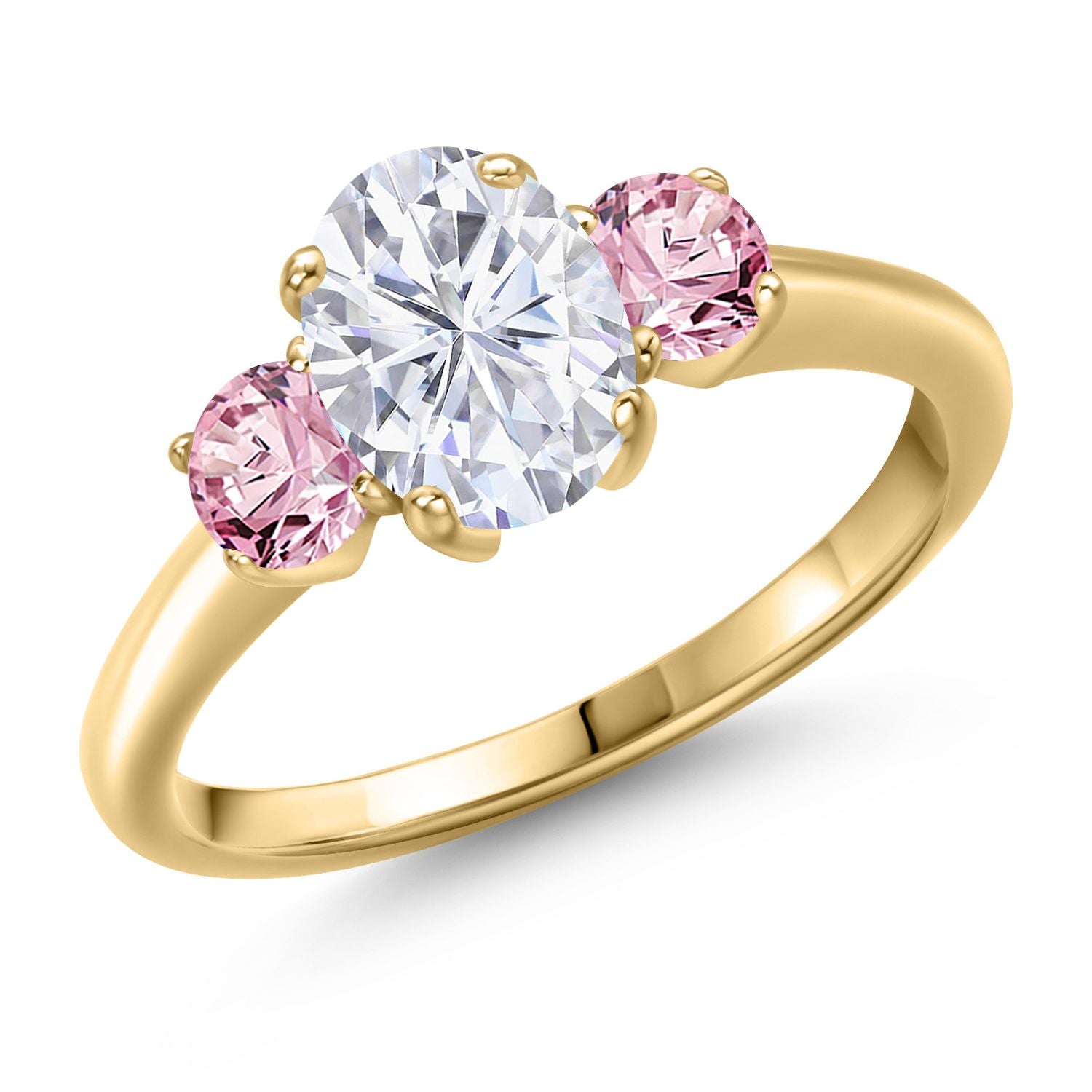 Pink Lab Grown Diamond - April_9_Ring in 925 Yellow Gold Plated Silver