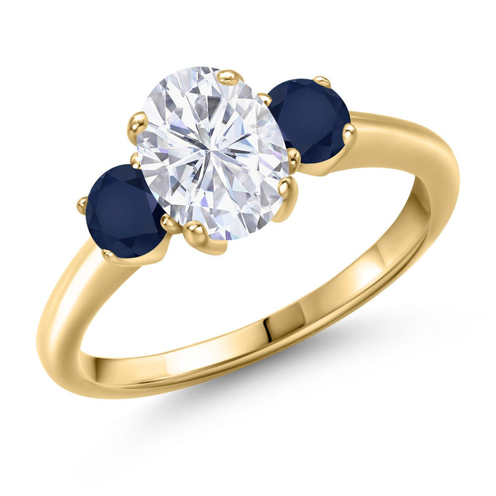 Blue Sapphire - September_5_Ring in 925 Yellow Gold Plated Silver
