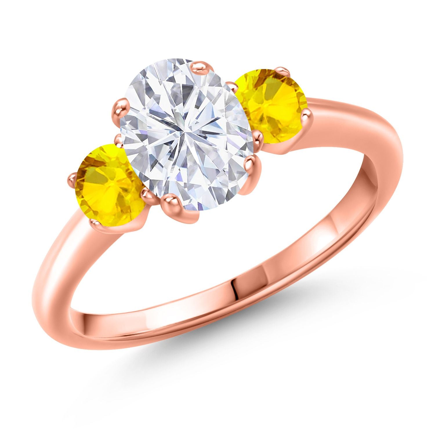 Yellow Sapphire - September_7_Ring in 925 Rose Gold Plated Silver