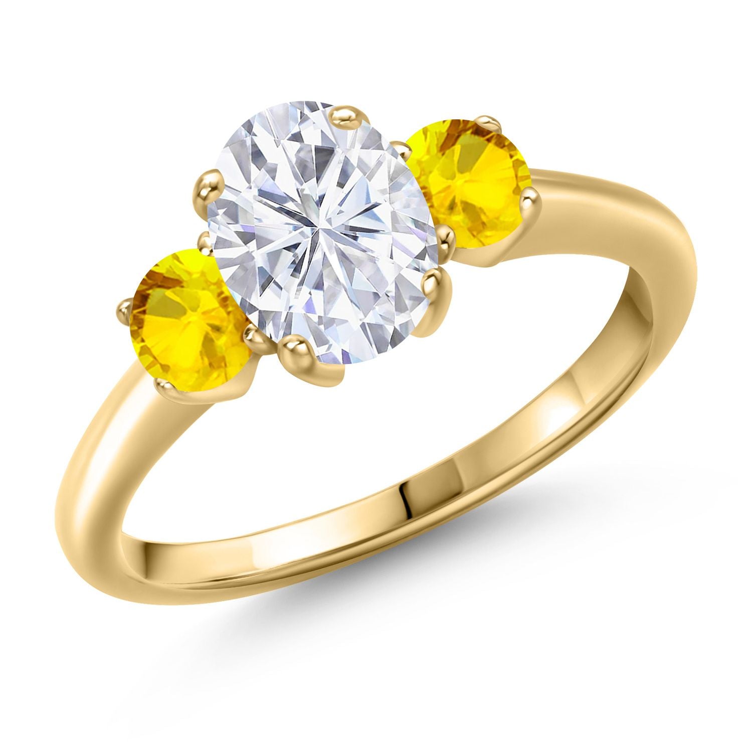 Yellow Sapphire - September_9_Ring in 925 Yellow Gold Plated Silver
