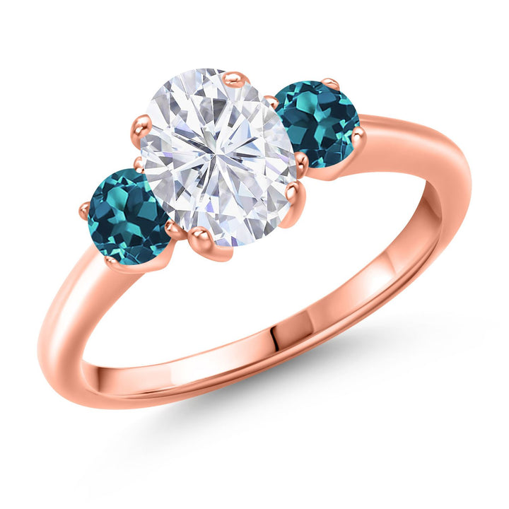 London Blue Topaz - November_5_Ring in 925 Rose Gold Plated Silver