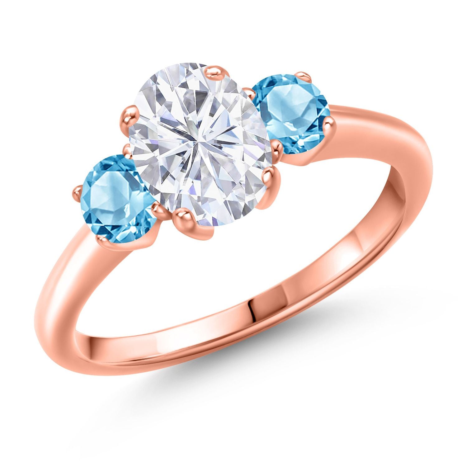 Swiss Blue Topaz - November_6_Ring in 925 Rose Gold Plated Silver