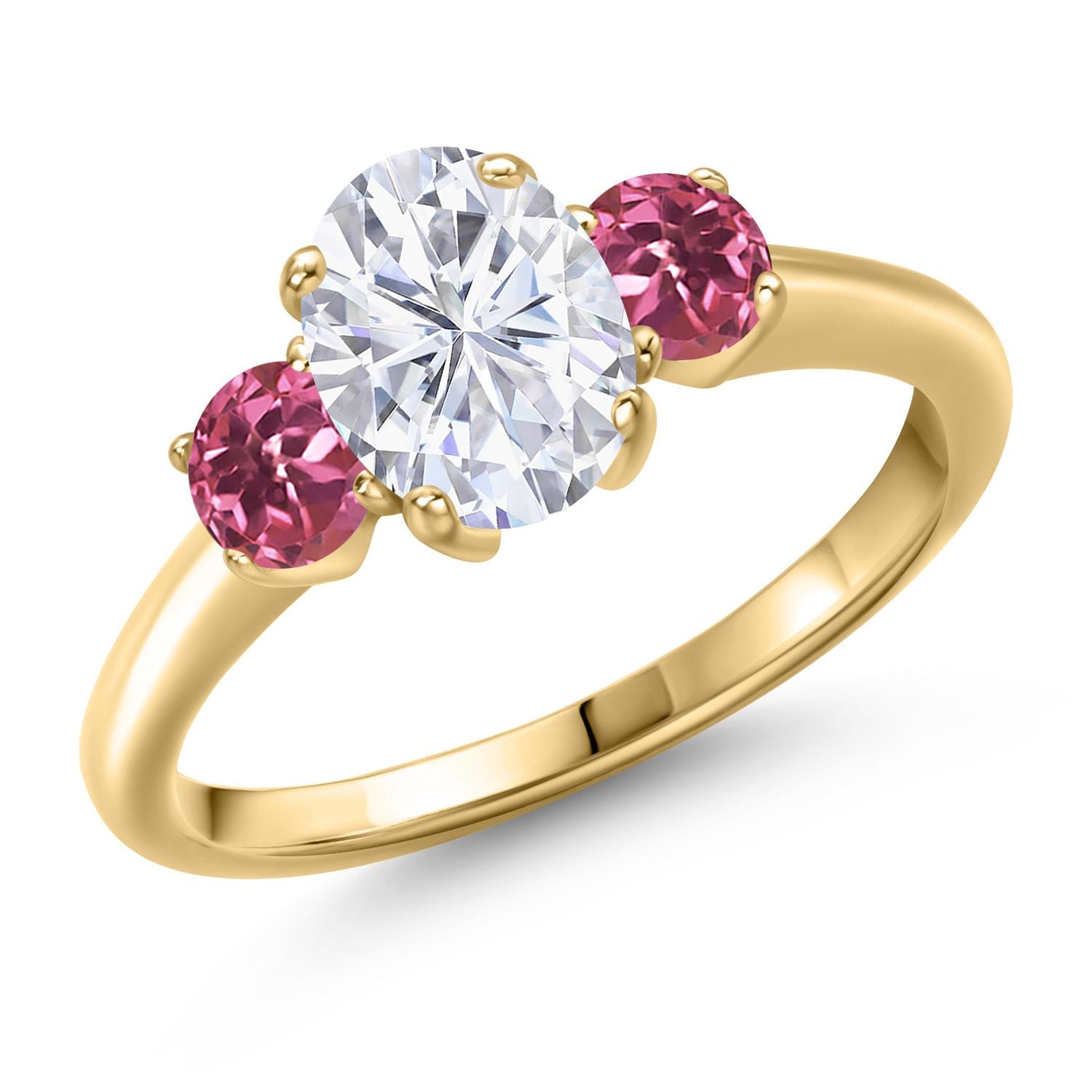 Pink Tourmaline - October_9_Ring in 925 Yellow Gold Plated Silver