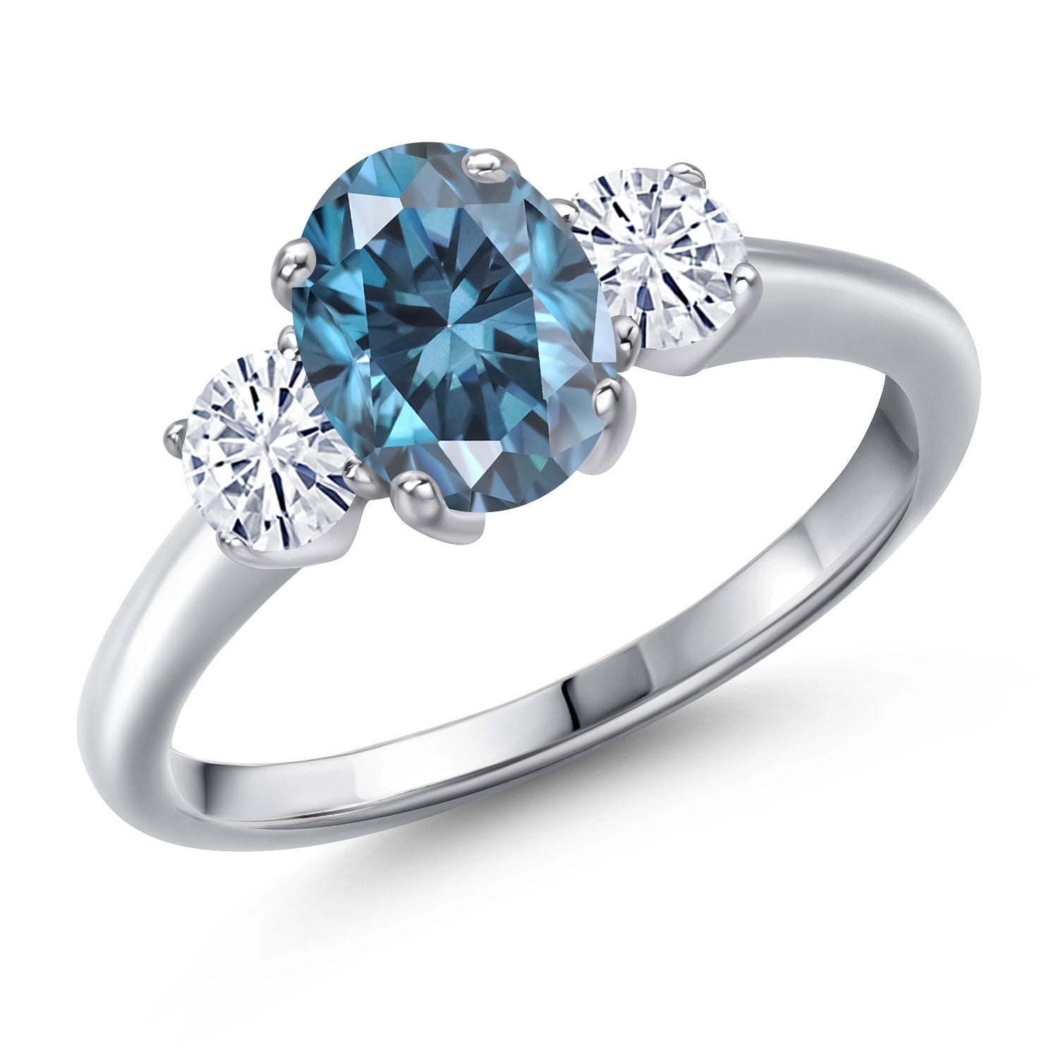 Persian Blue Moissanite - April_9_Ring in 925 Sterling Silver