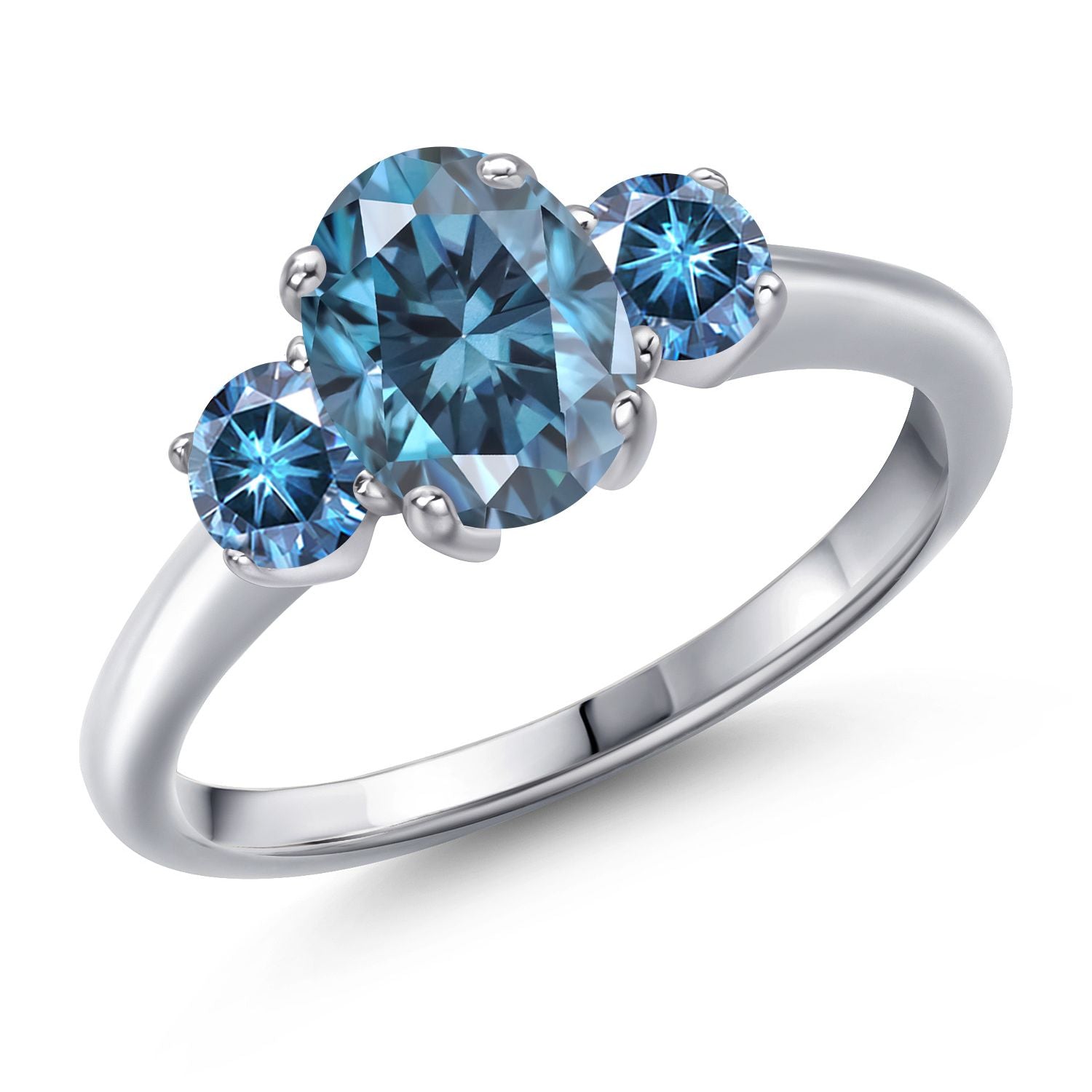Persian Blue Moissanite - April_5_Ring in 925 Sterling Silver