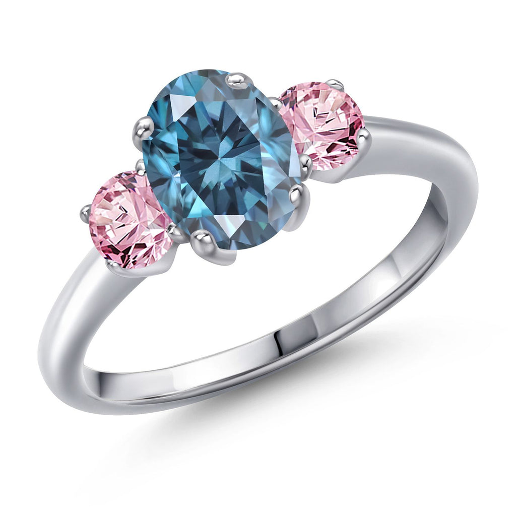 Persian Blue Moissanite - April_7_Ring in 925 Sterling Silver