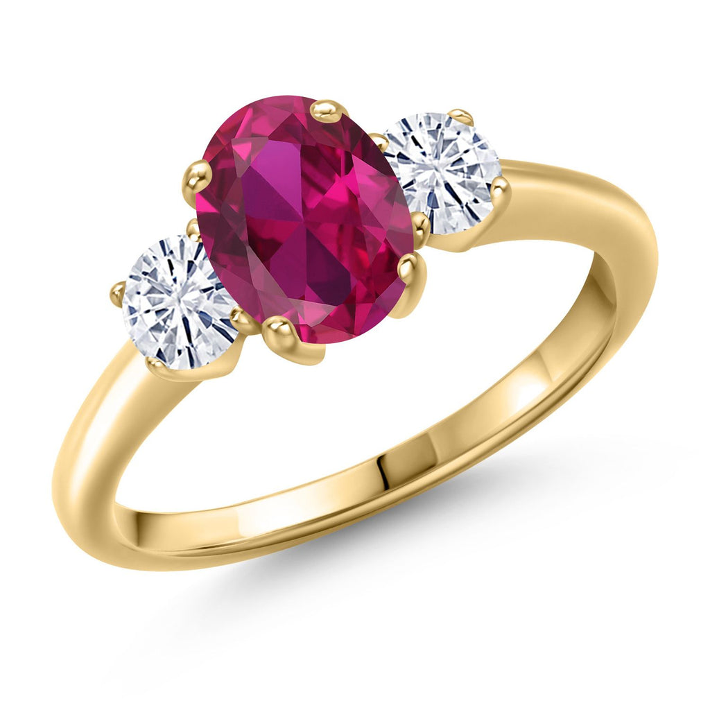 Created Ruby - July_5_Ring in 925 Yellow Gold Plated Silver