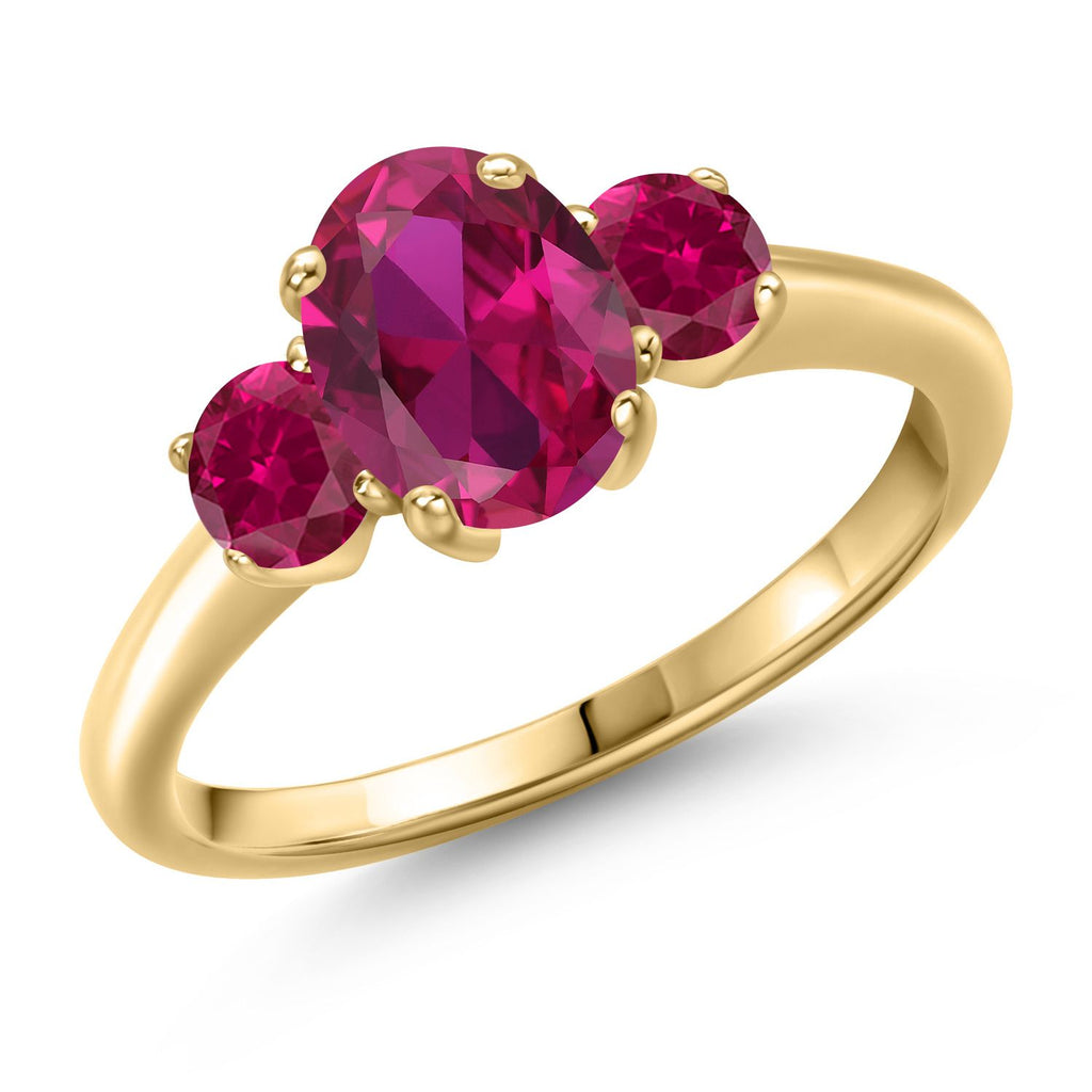 Created Ruby - July_5_Ring in 925 Yellow Gold Plated Silver