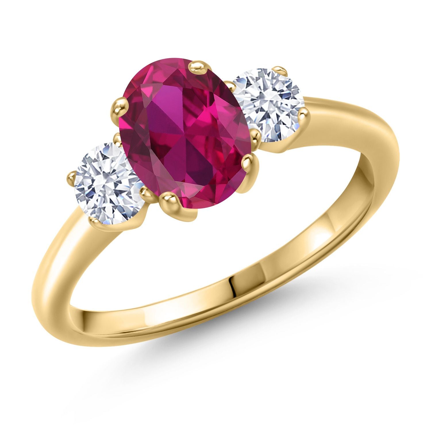Created Ruby - July_5_Ring in 925 Yellow Gold Plated Silver