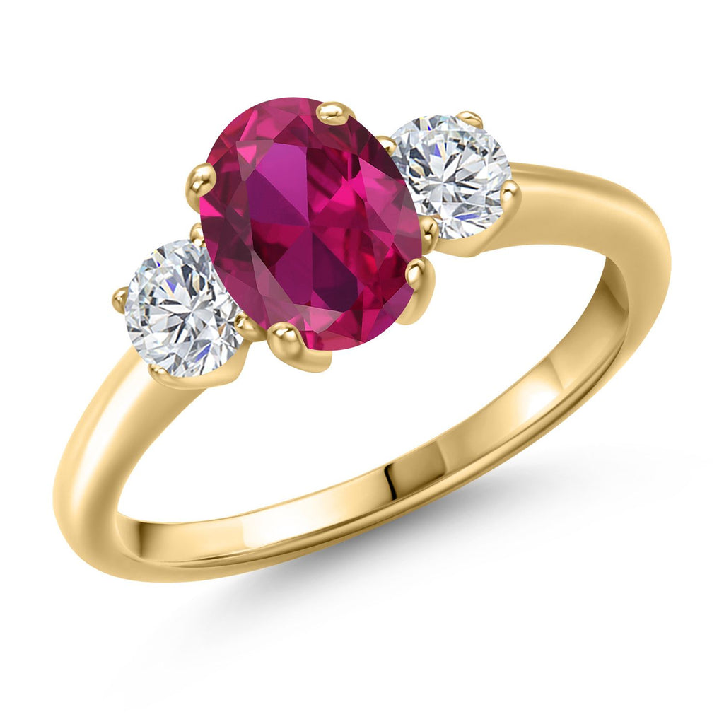 Created Ruby - July_7_Ring in 925 Yellow Gold Plated Silver
