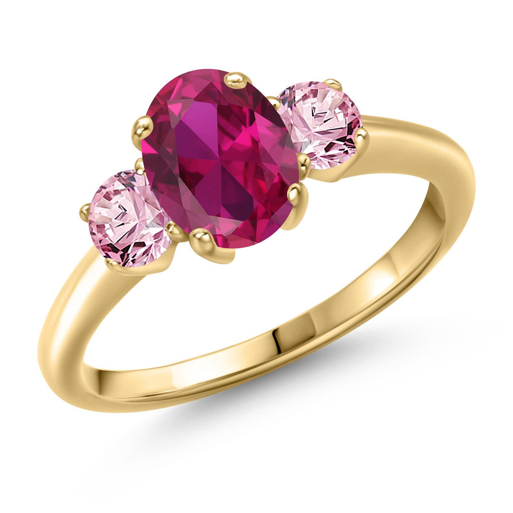 Created Ruby - July_9_Ring in 925 Yellow Gold Plated Silver