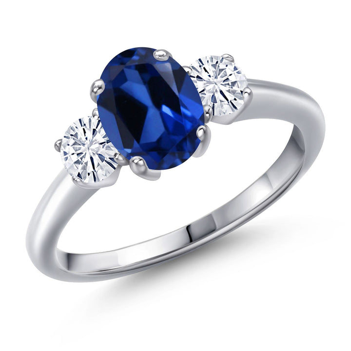 Blue Created Sapphire - September_5_Ring in 925 Sterling Silver