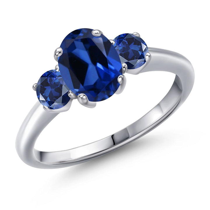Blue Created Sapphire - September_5_Ring in 925 Sterling Silver