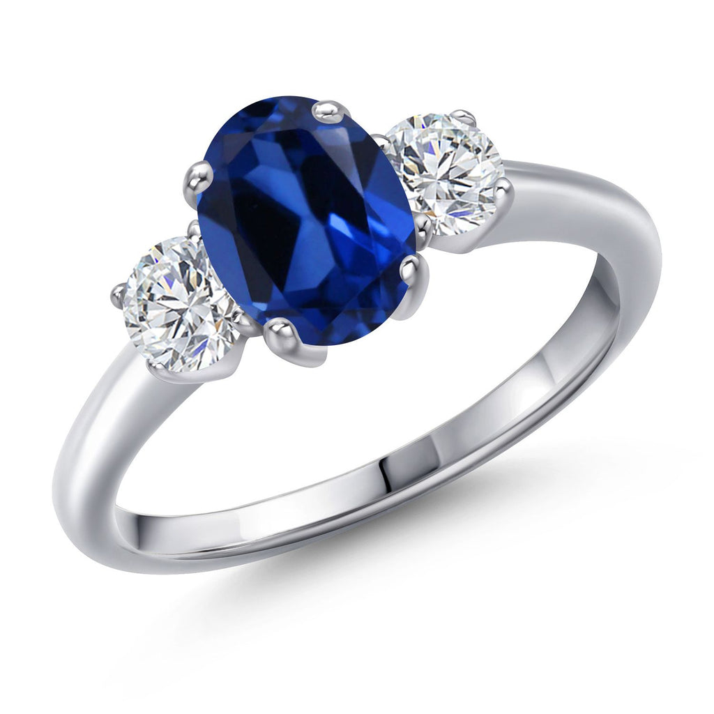 Blue Created Sapphire - September_5_Ring in 925 Sterling Silver