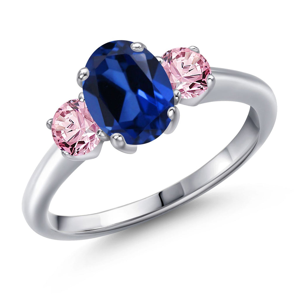 Blue Created Sapphire - September_7_Ring in 925 Sterling Silver
