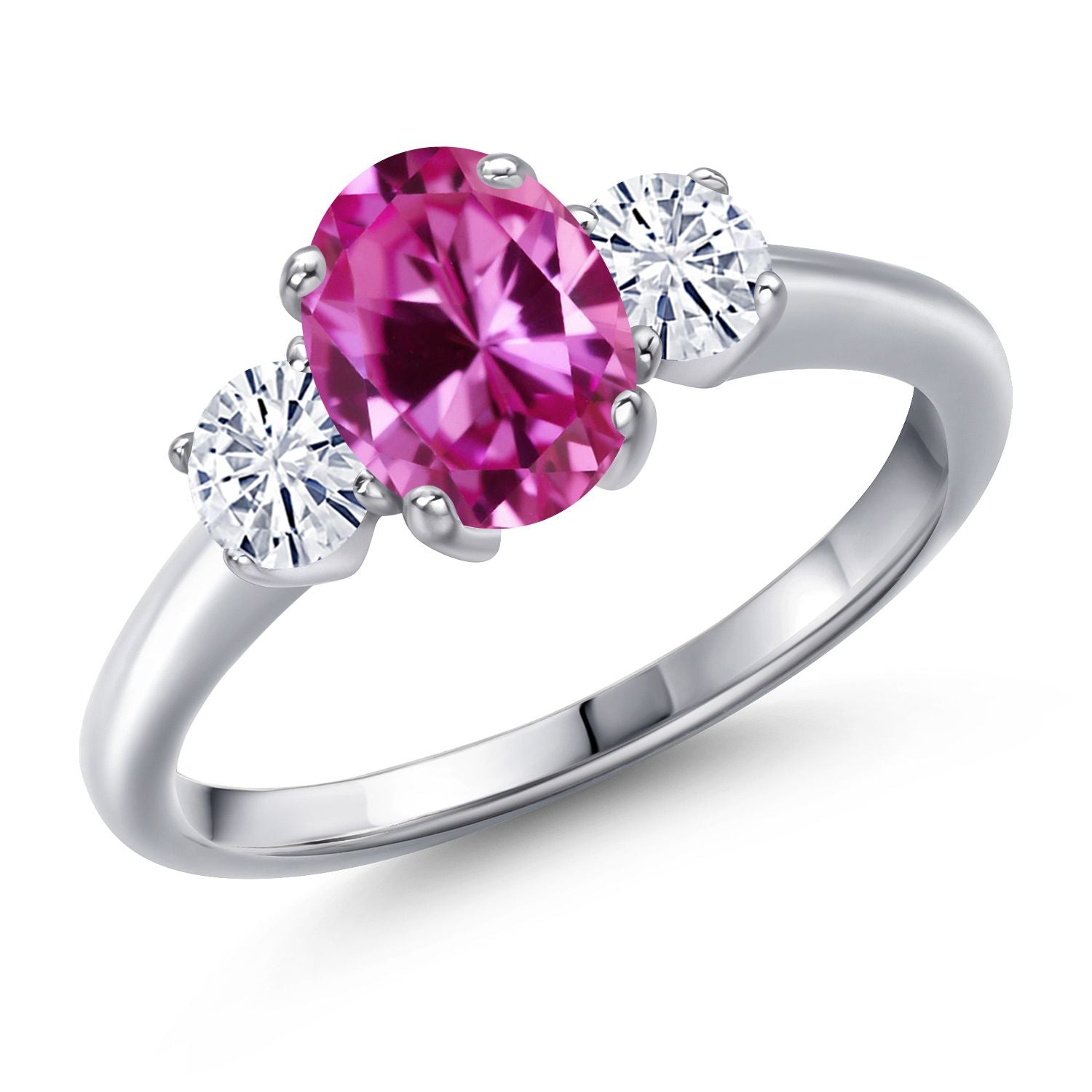 Pink Created Sapphire - September_7_Ring in 925 Sterling Silver
