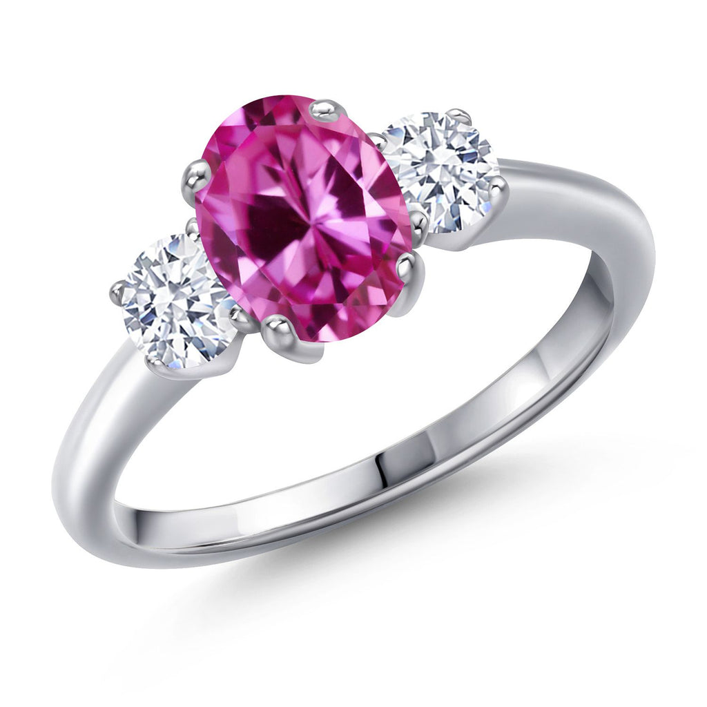 Pink Created Sapphire - September_6_Ring in 925 Sterling Silver