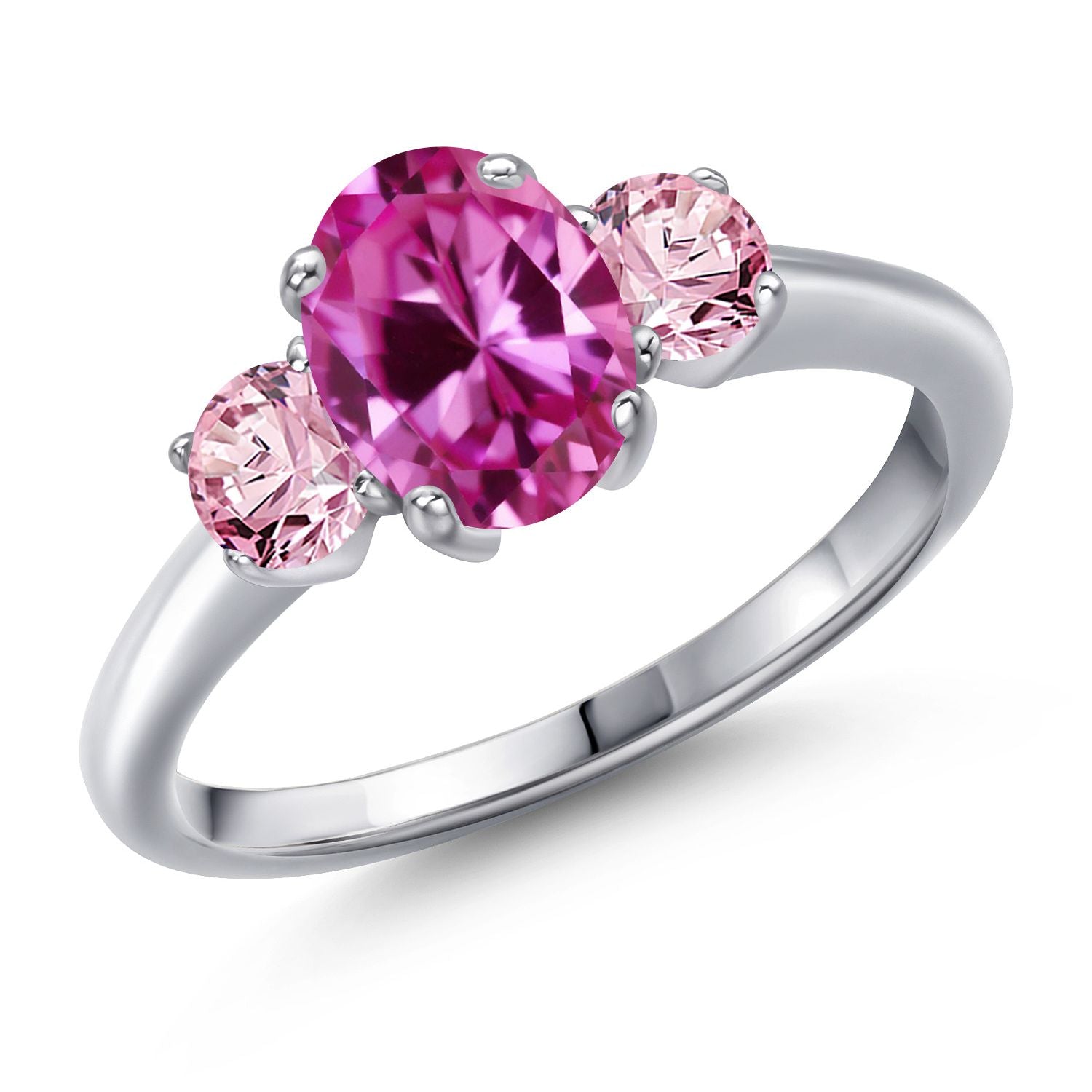 Pink Created Sapphire - September_7_Ring in 925 Sterling Silver
