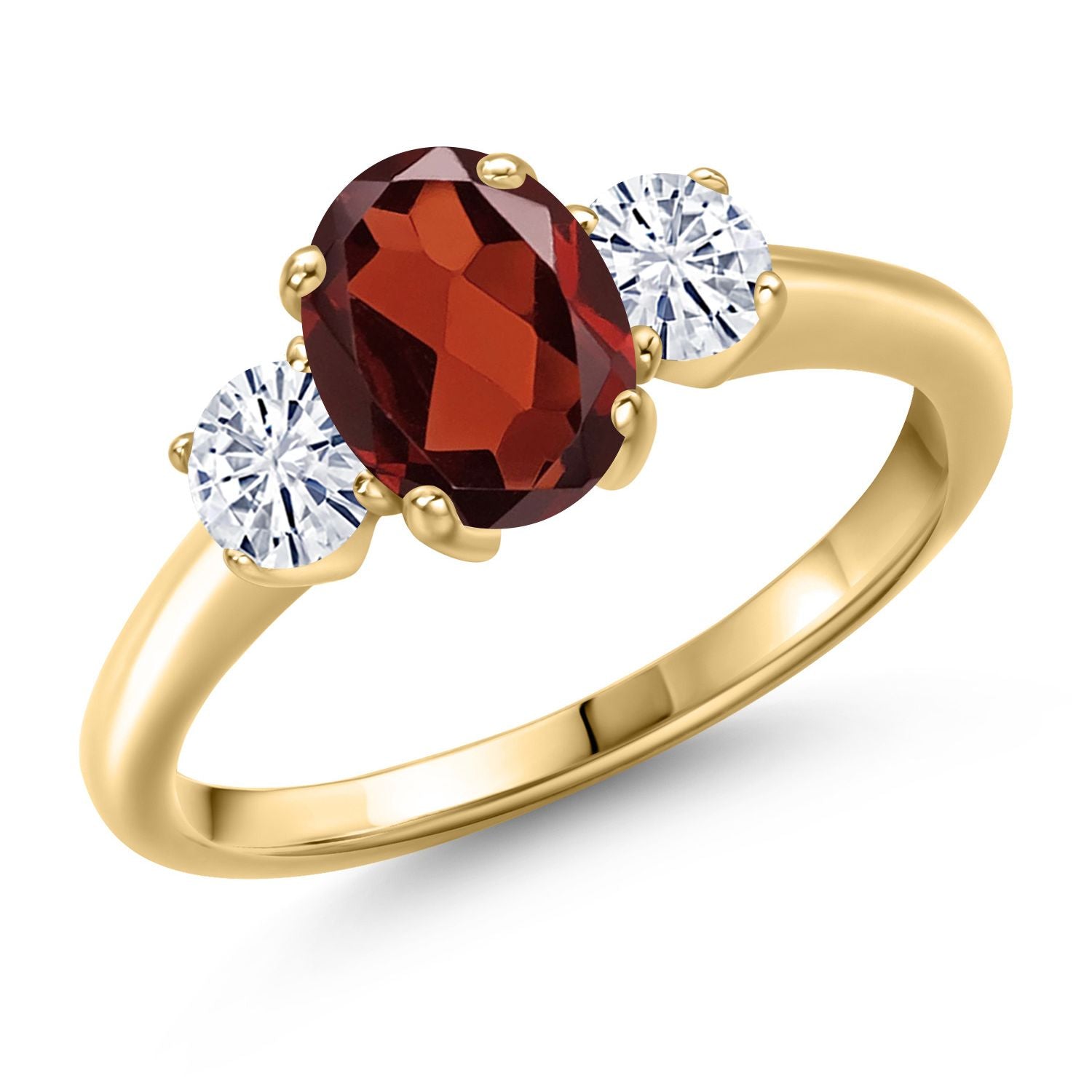 Garnet - January_6_Ring in 925 Yellow Gold Plated Silver