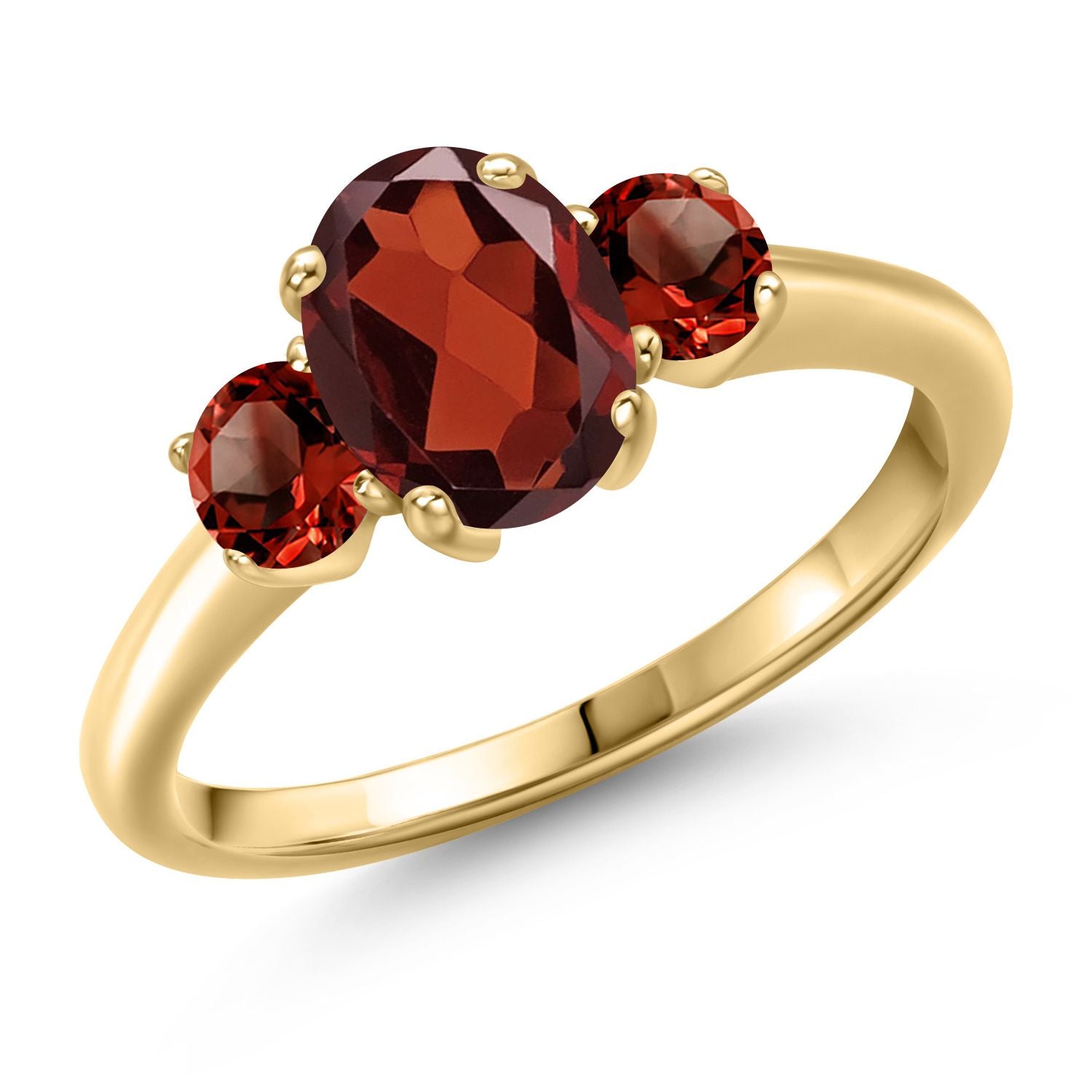 Garnet - January_6_Ring in 925 Yellow Gold Plated Silver