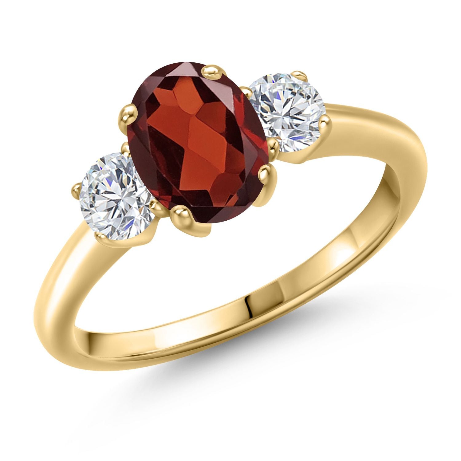 Garnet - January_6_Ring in 925 Yellow Gold Plated Silver