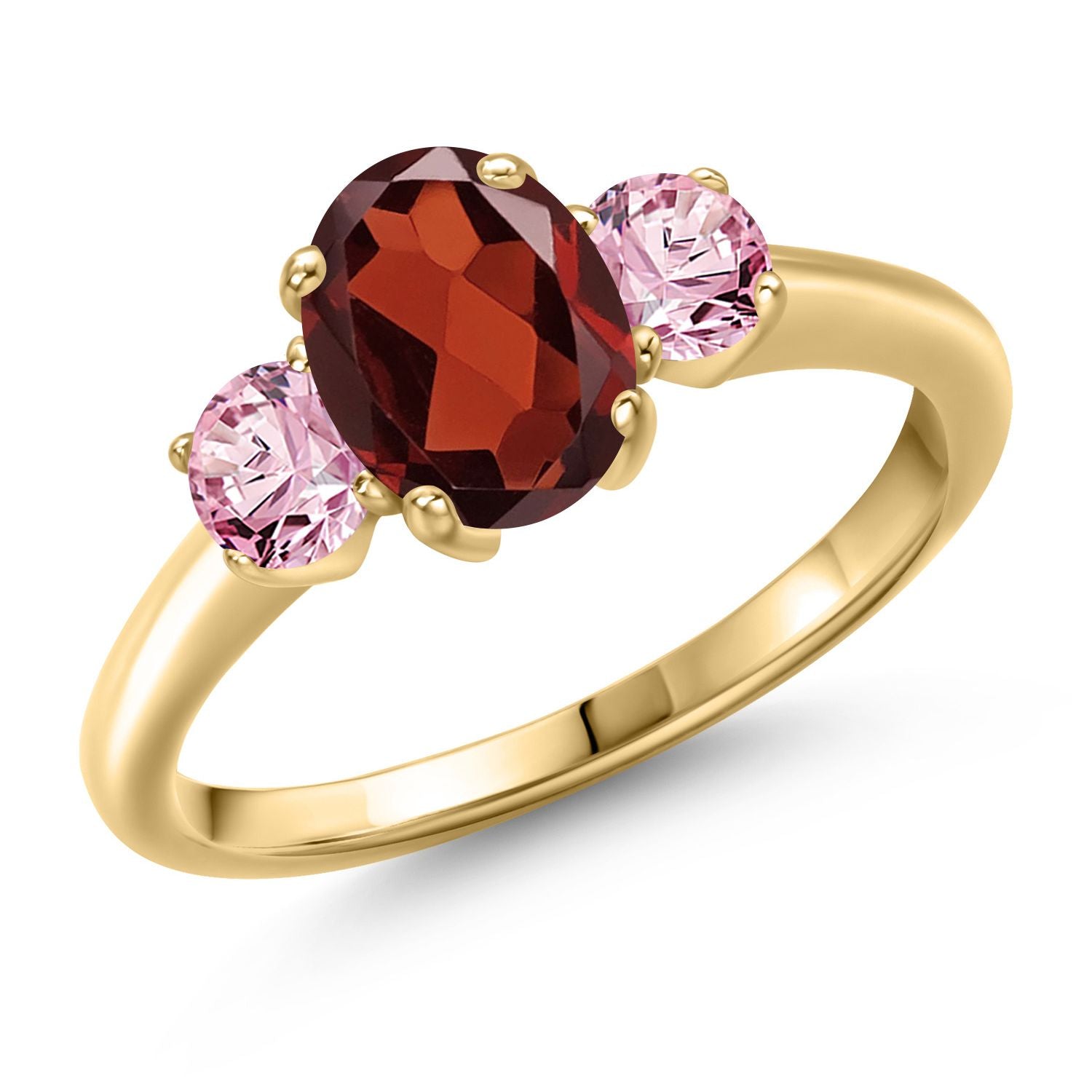Garnet - January_9_Ring in 925 Yellow Gold Plated Silver
