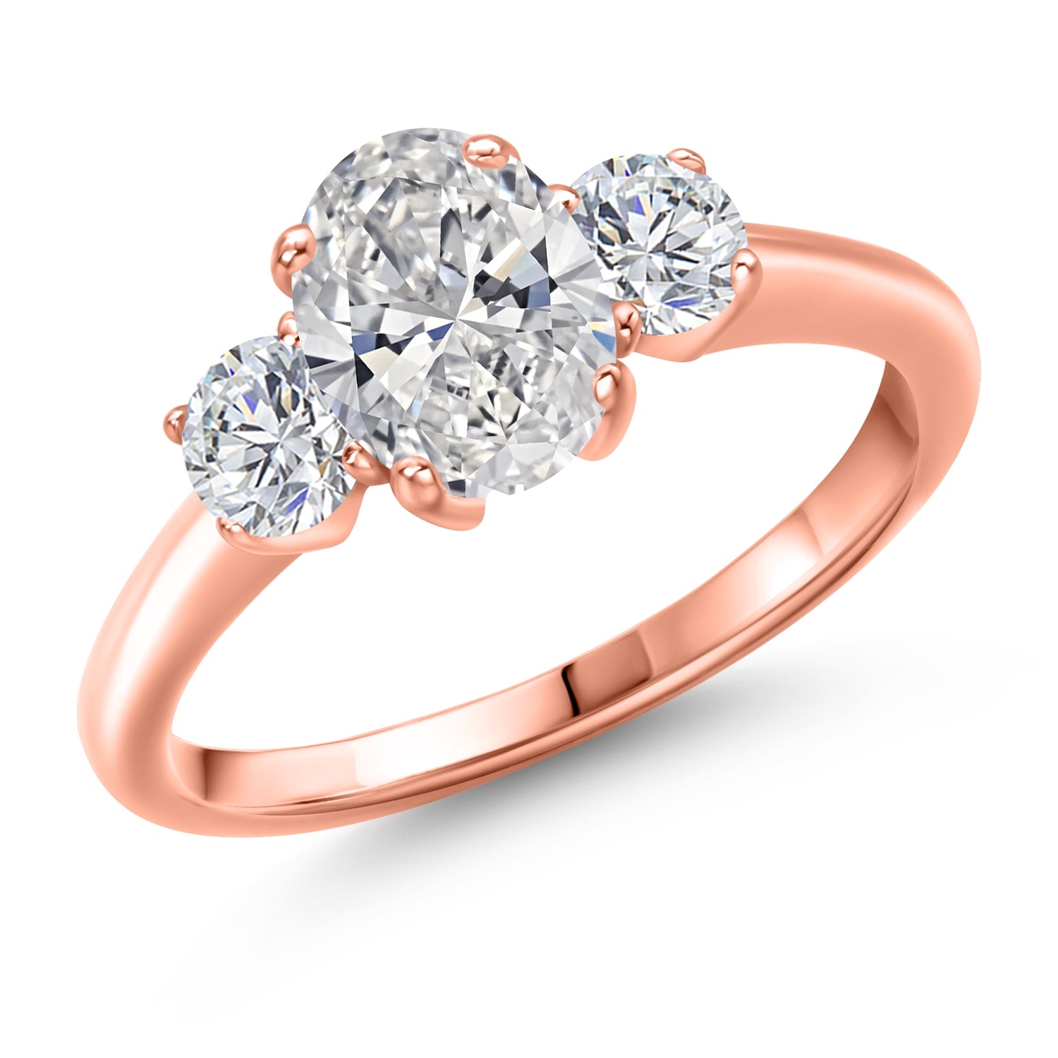 White Lab Grown Diamond - April_6_Ring in 925 Rose Gold Plated Silver