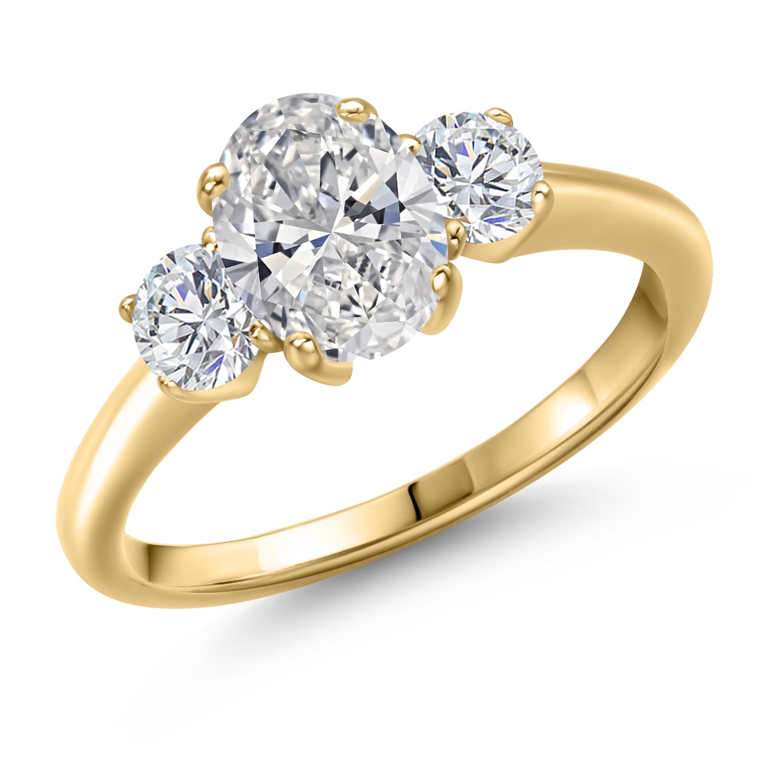 White Lab Grown Diamond - April_6_Ring in 925 Yellow Gold Plated Silver