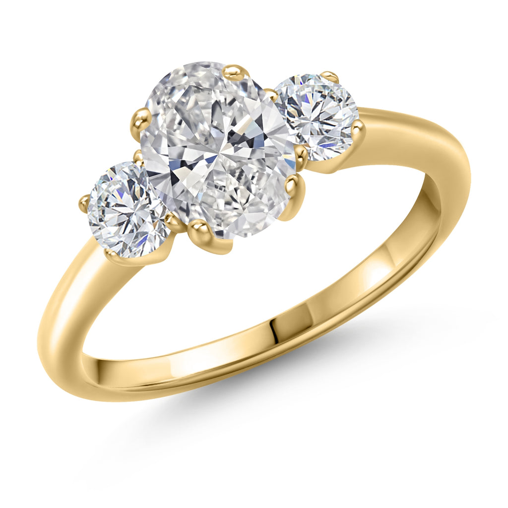 White Lab Grown Diamond - April_5_Ring in 925 Yellow Gold Plated Silver