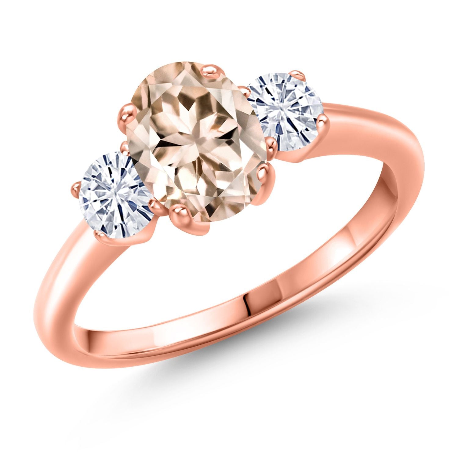 Morganite - October_5_Ring in 925 Rose Gold Plated Silver