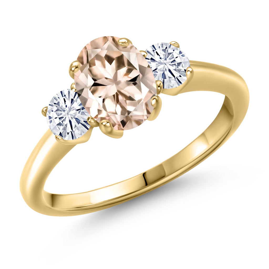 Morganite - October_5_Ring in 925 Yellow Gold Plated Silver