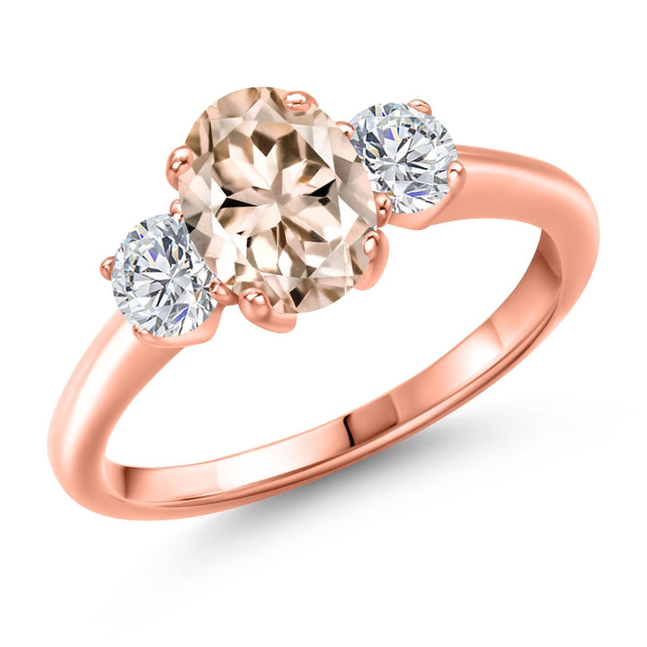 Morganite - October_5_Ring in 925 Rose Gold Plated Silver