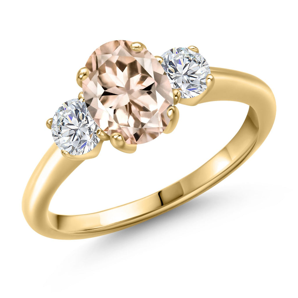 Morganite - October_6_Ring in 925 Yellow Gold Plated Silver