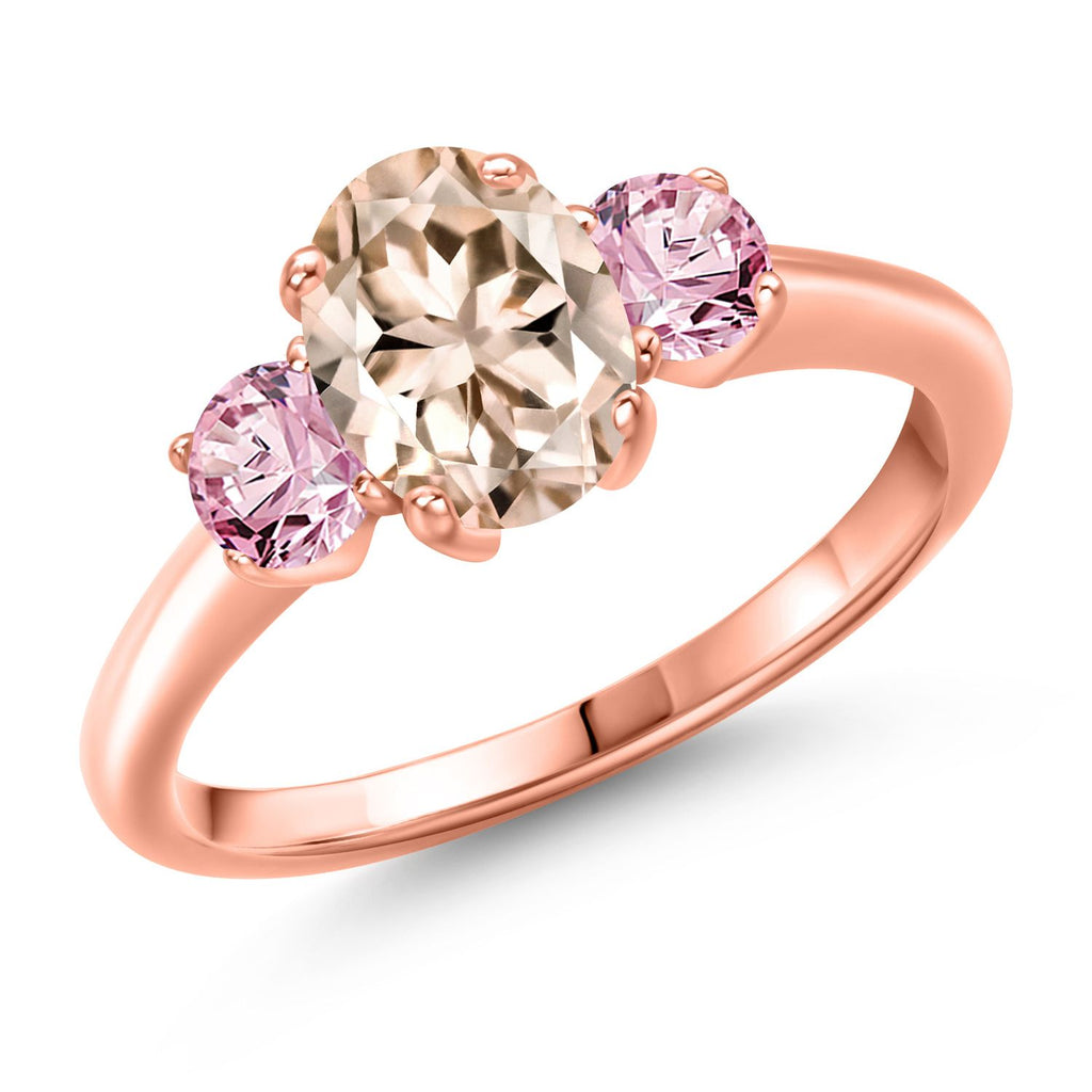 Morganite - October_5_Ring in 925 Rose Gold Plated Silver