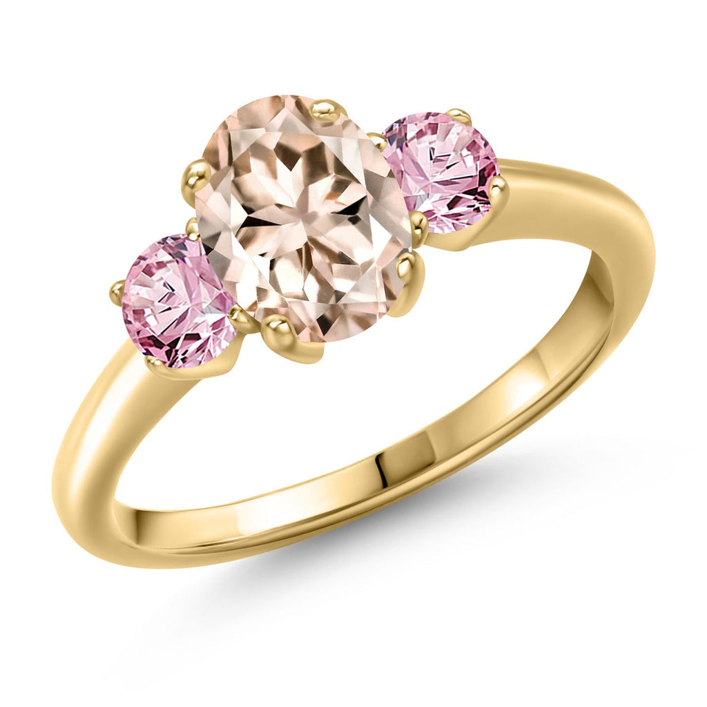 Morganite - October_5_Ring in 925 Yellow Gold Plated Silver