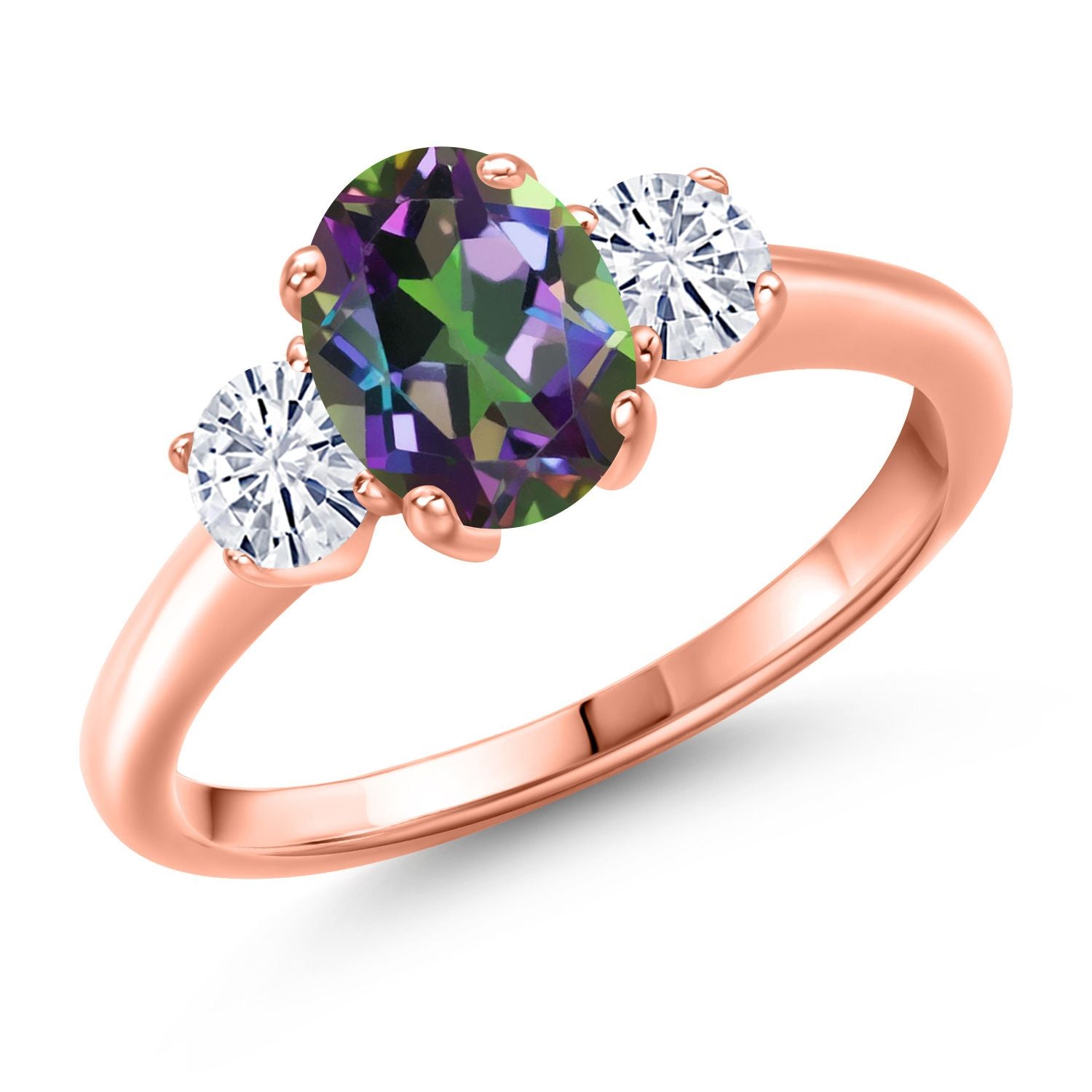 Green Mystic Topaz_8_Ring in 925 Rose Gold Plated Silver
