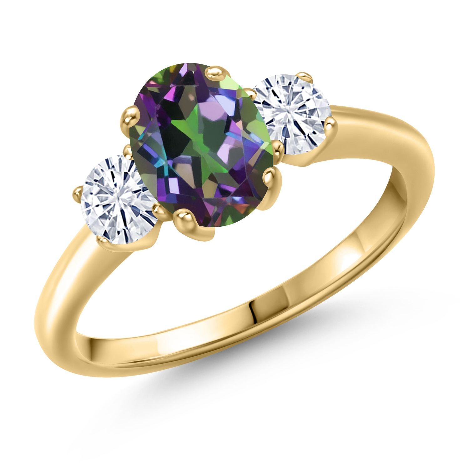 Green Mystic Topaz_5_Ring in 925 Yellow Gold Plated Silver