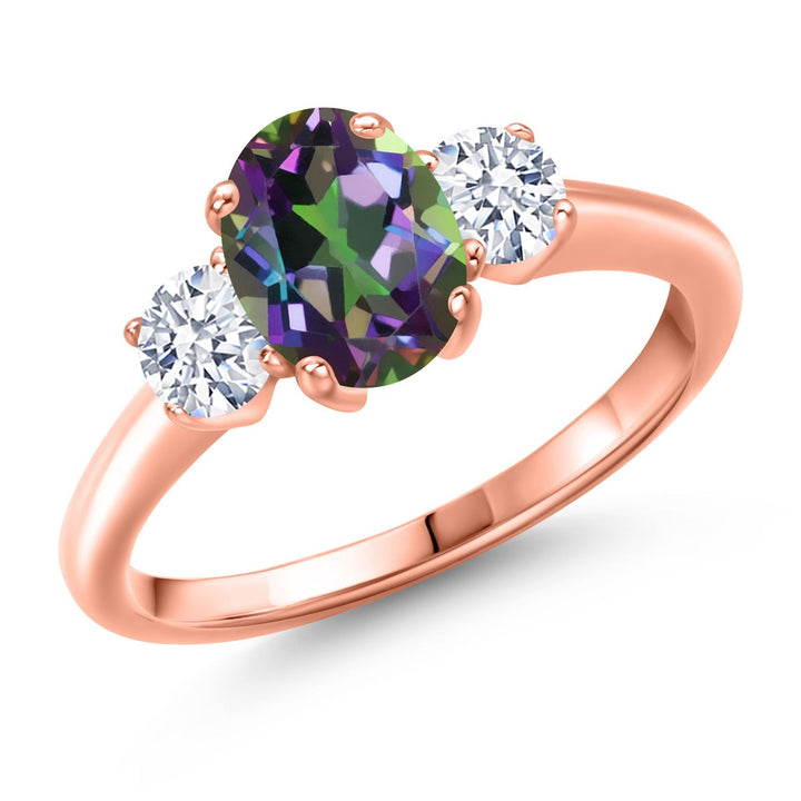 Green Mystic Topaz_5_Ring in 925 Rose Gold Plated Silver
