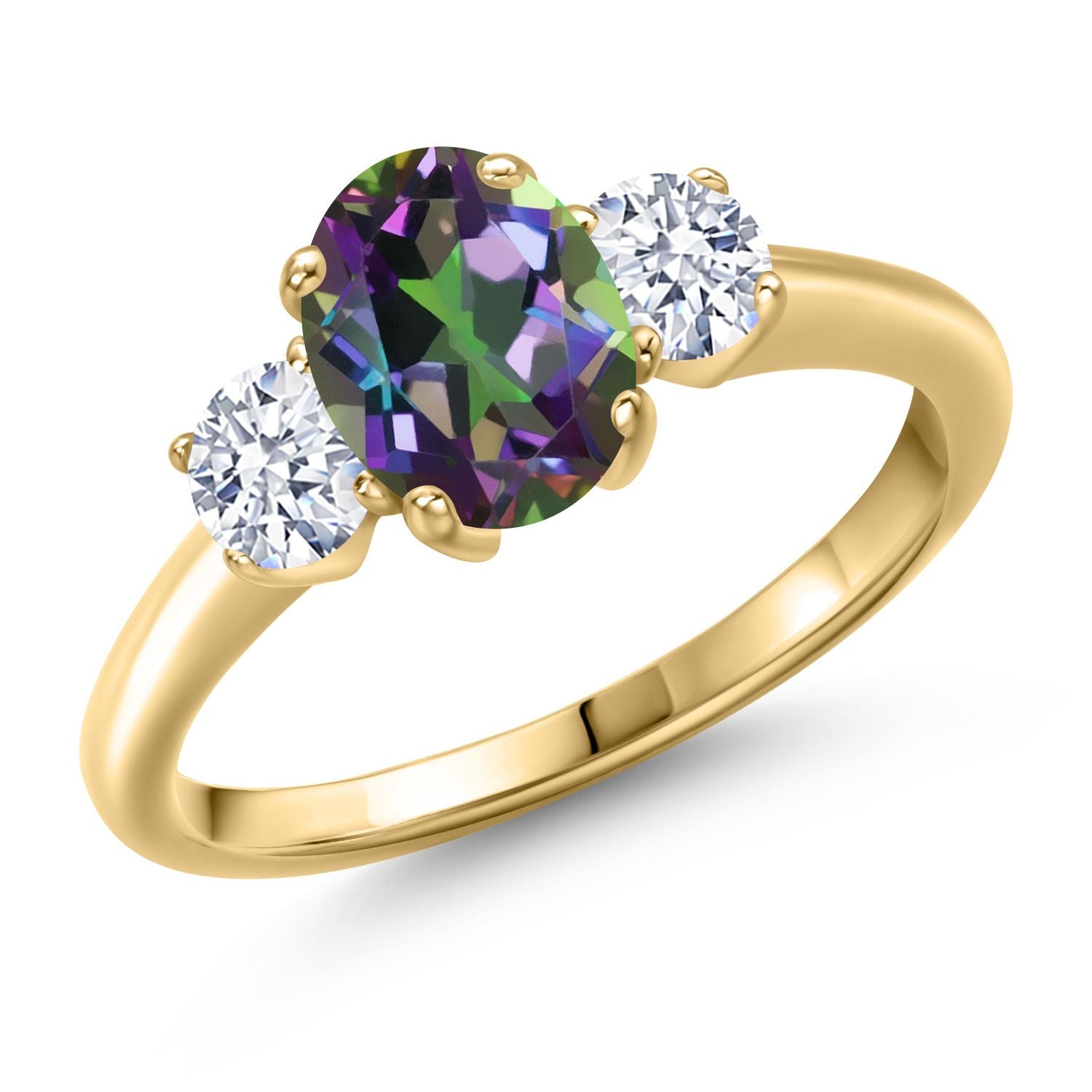 Green Mystic Topaz_7_Ring in 925 Yellow Gold Plated Silver