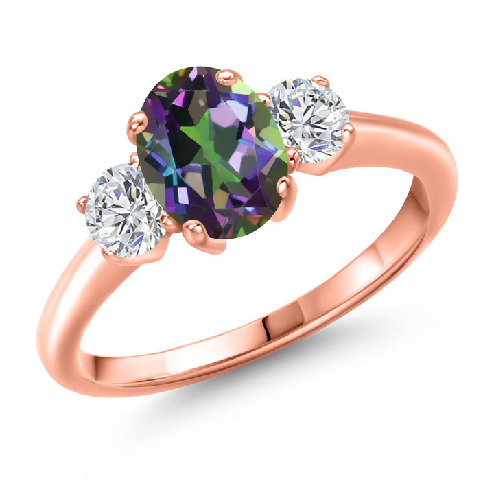 Green Mystic Topaz_5_Ring in 925 Rose Gold Plated Silver