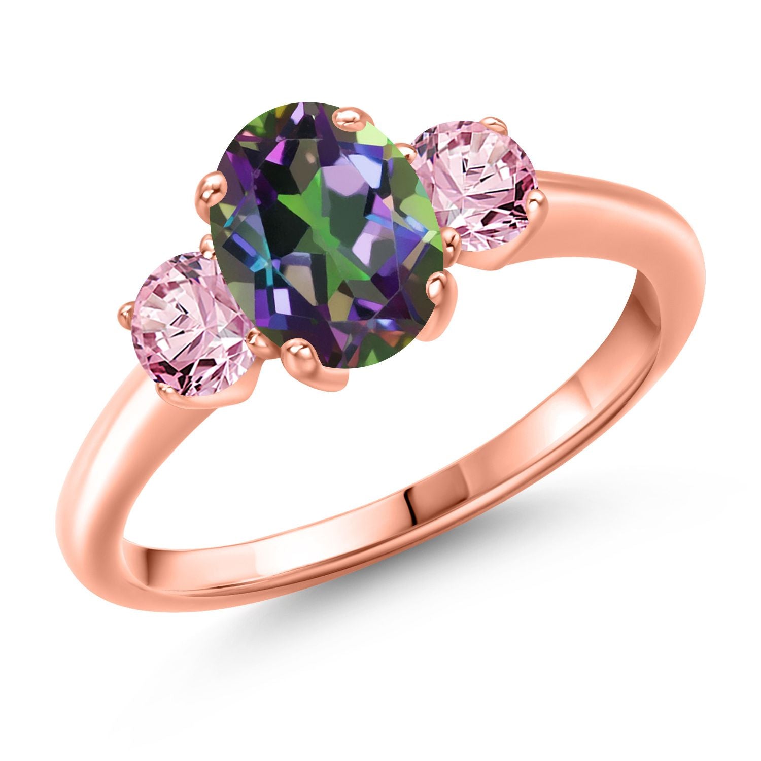 Green Mystic Topaz_8_Ring in 925 Rose Gold Plated Silver