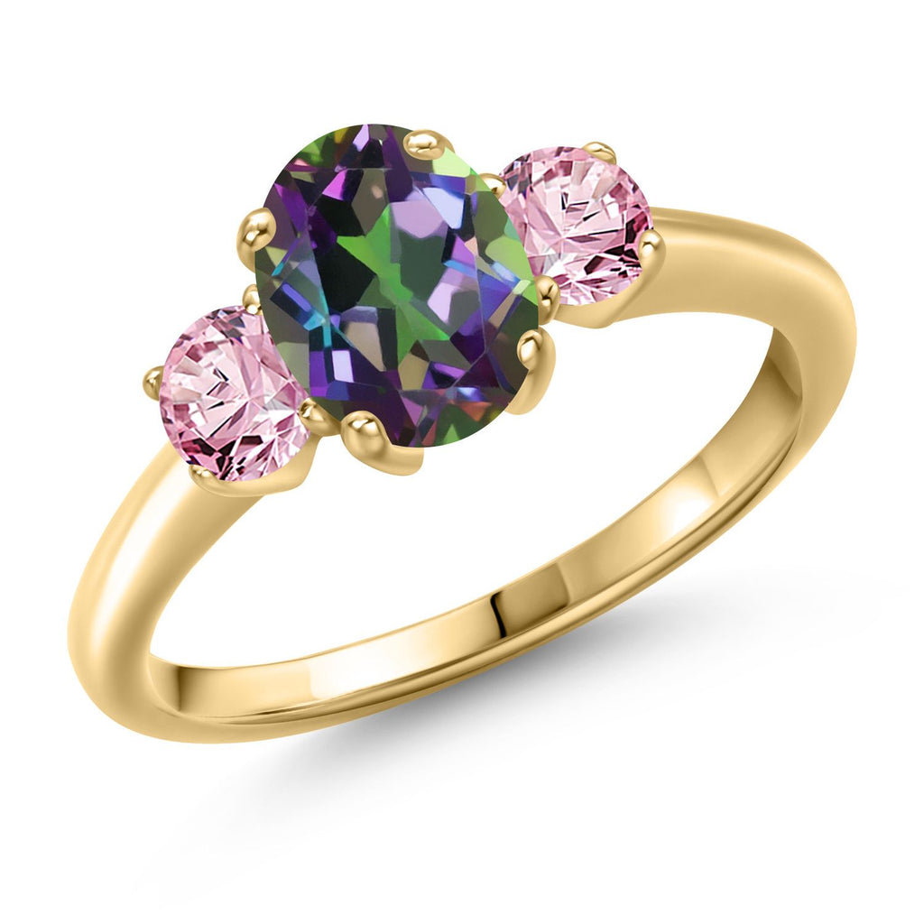 Green Mystic Topaz_9_Ring in 925 Yellow Gold Plated Silver