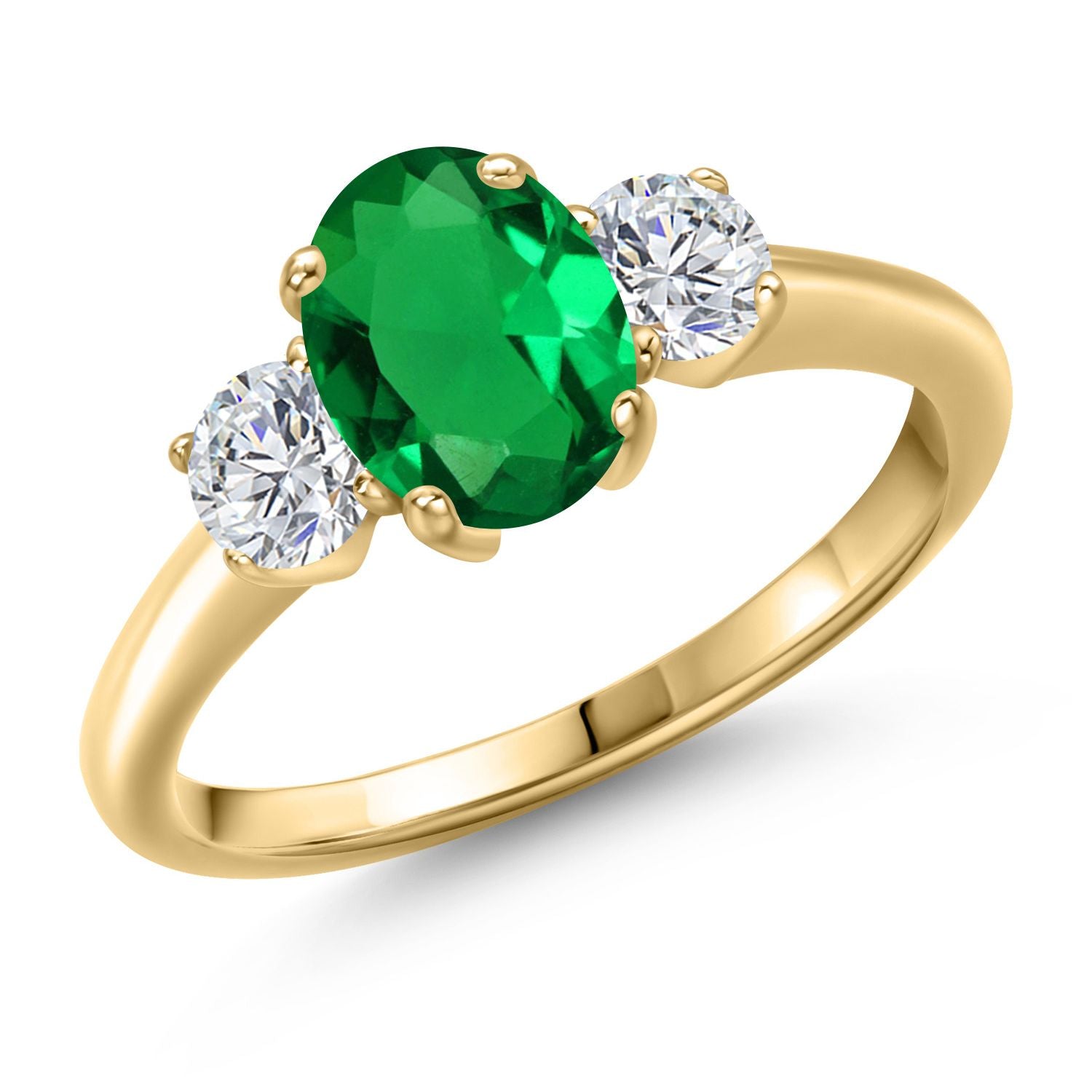 Nano Emerald - May_8_Ring in 925 Yellow Gold Plated Silver